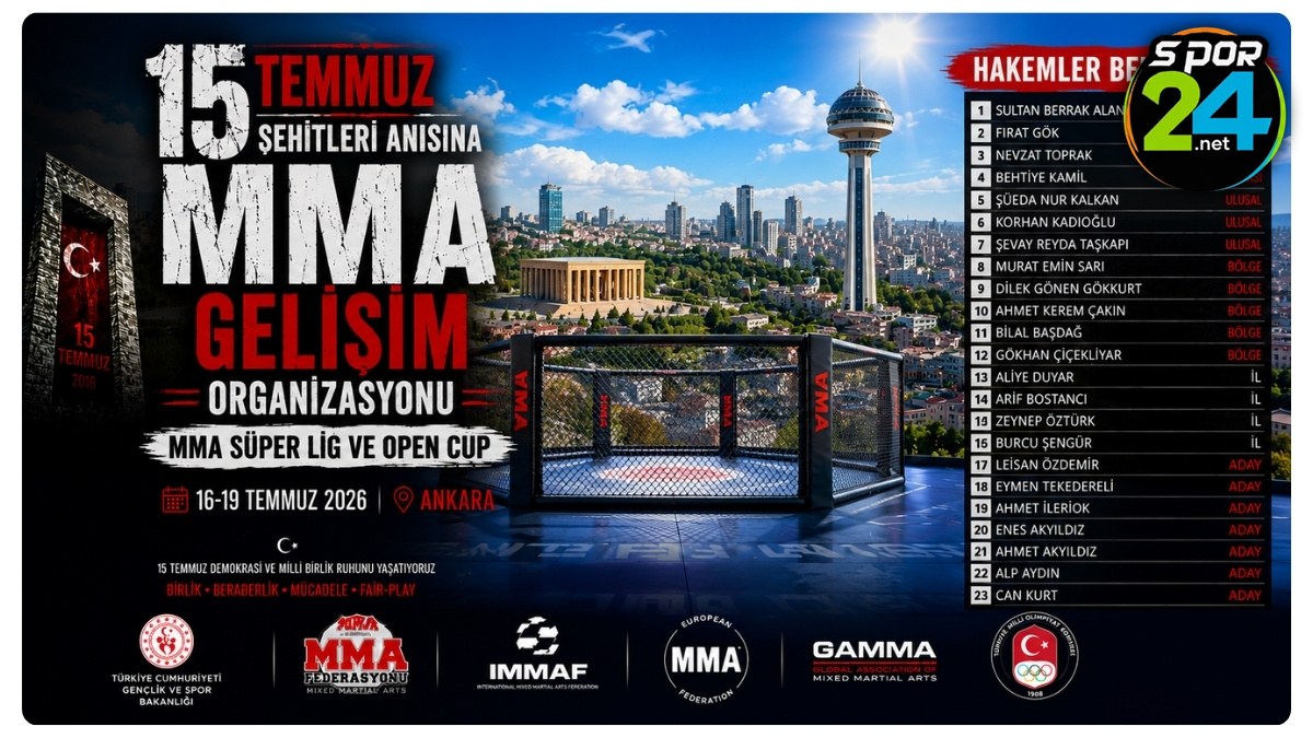 15 Temmuz Şehitleri Anısına Düzenlenecek MMA Gelişim Organizasyonunda Hakemler Belli Oldu