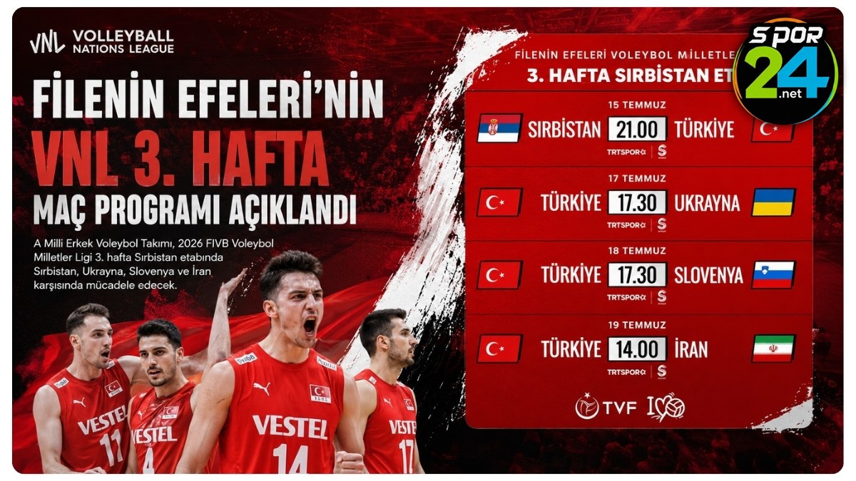 Filenin Efeleri'nin VNL 3. Hafta Maç Programı Açıklandı