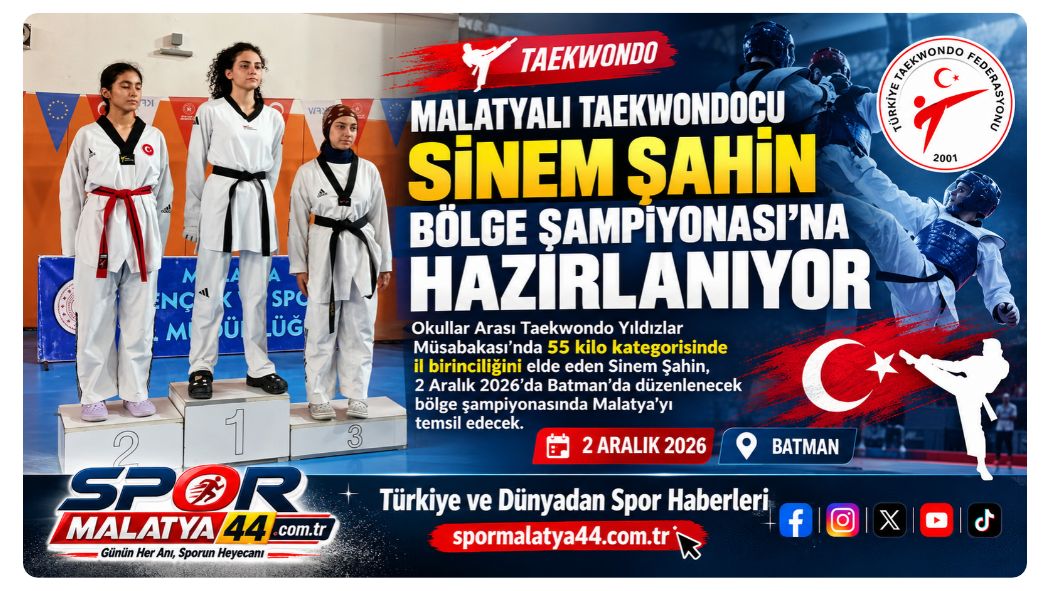 Taekwondo Yıldızlar Kategorisinde Malatya’yı Sinem Şahin Temsil Edecek