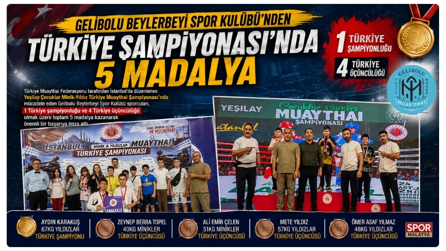 Gelibolu Beylerbeyi Spor Kulübü’nden Türkiye Şampiyonası’nda 5 Madalya