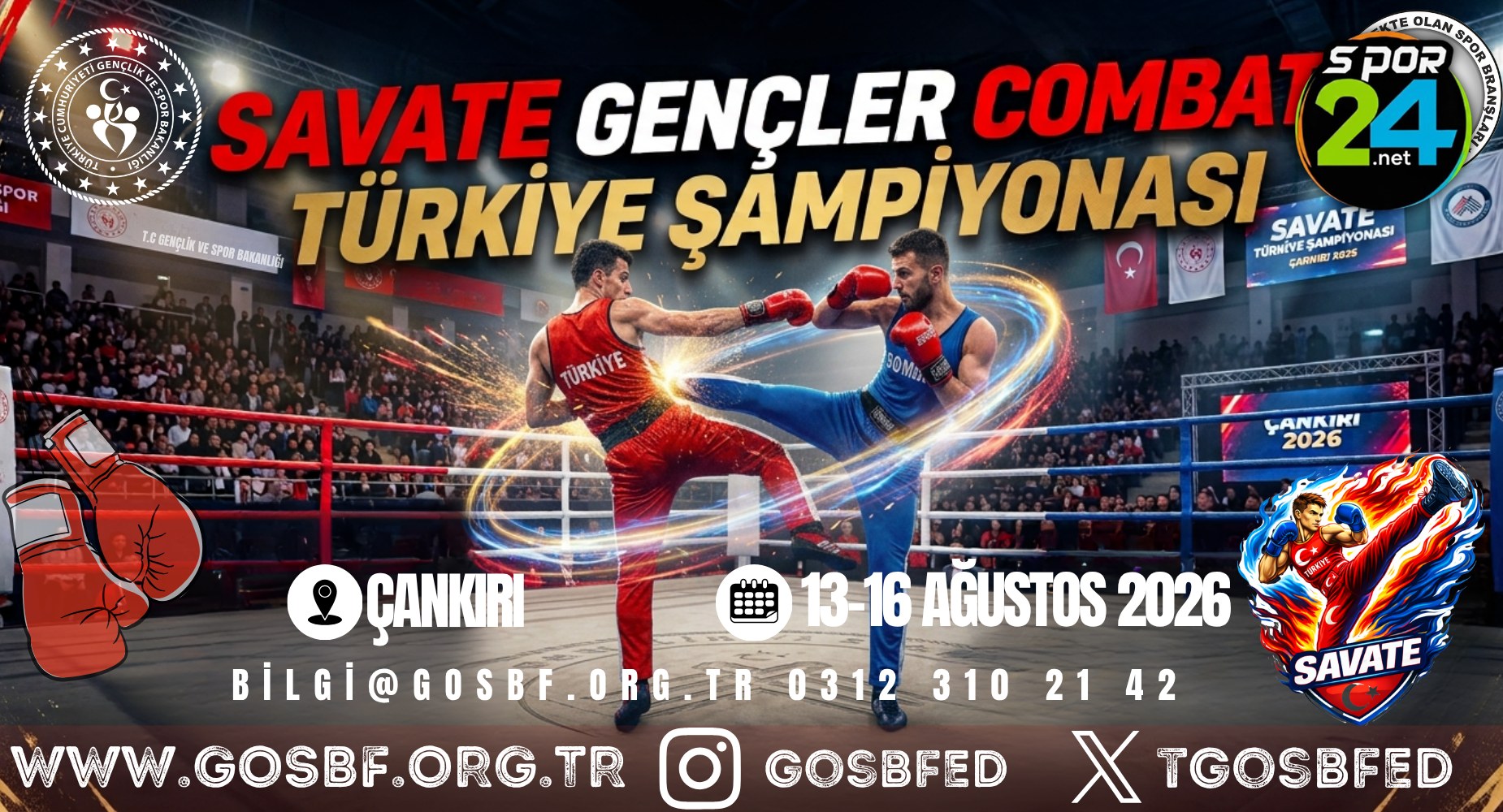 SAVATE GENÇLER COMBAT TÜRKİYE ŞAMPİYONASI 13-16 AĞUSTOS 2026 ÇANKIRI